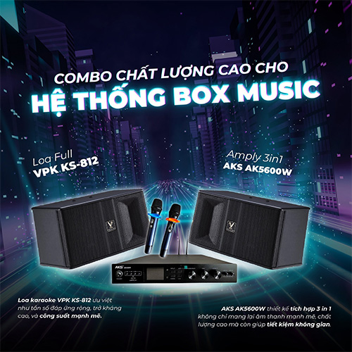 combo ampli aks ak5600w va loa karaoke vpk