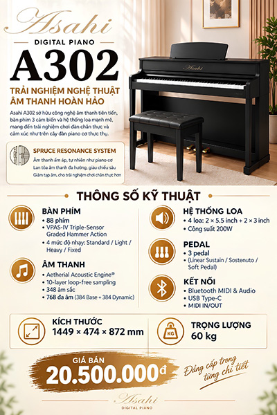 dan piano dien asahi a302 chi tiet